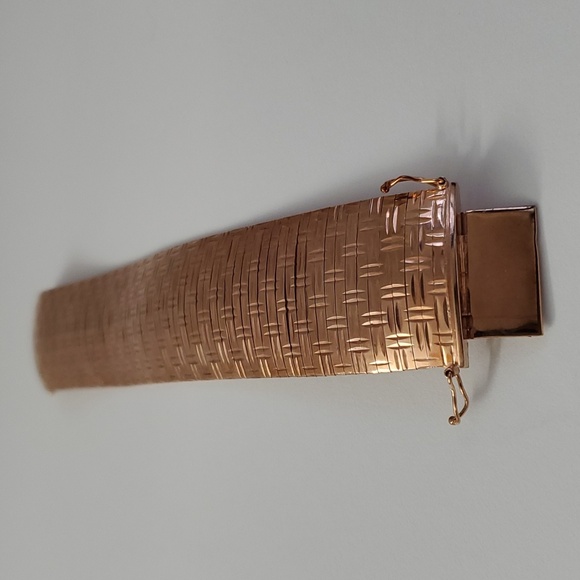 Sterling Silver 925 Wide Bracelet Rose Gold - Picture 8 of 14